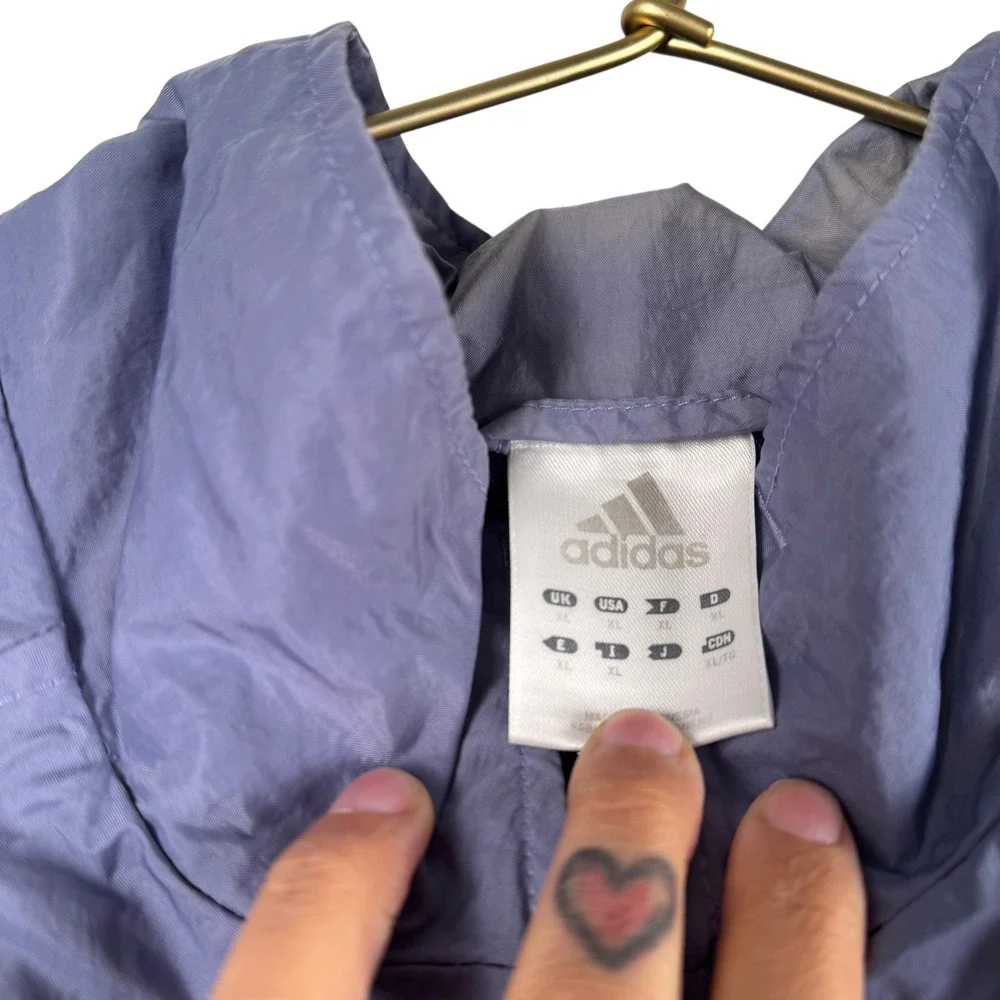 Vintage Adidas Windbreaker Jacket Purple Full Zip Mesh Lined XL 142036  0011‎